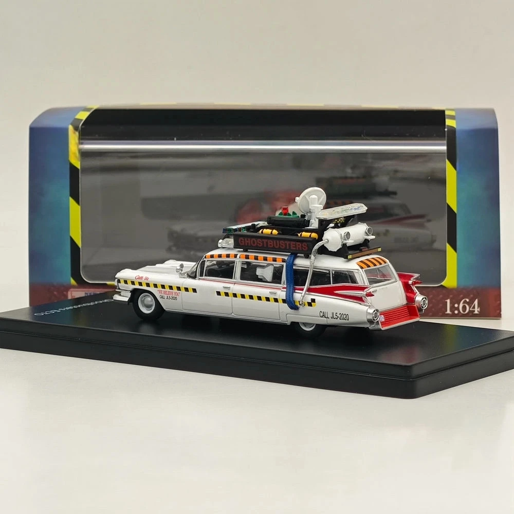 YS 1/64 لـ Ghostbusters ECTO-1A Diecast نموذج سيارة مصغرة مجموعة نماذج لعبة السيارة هدية