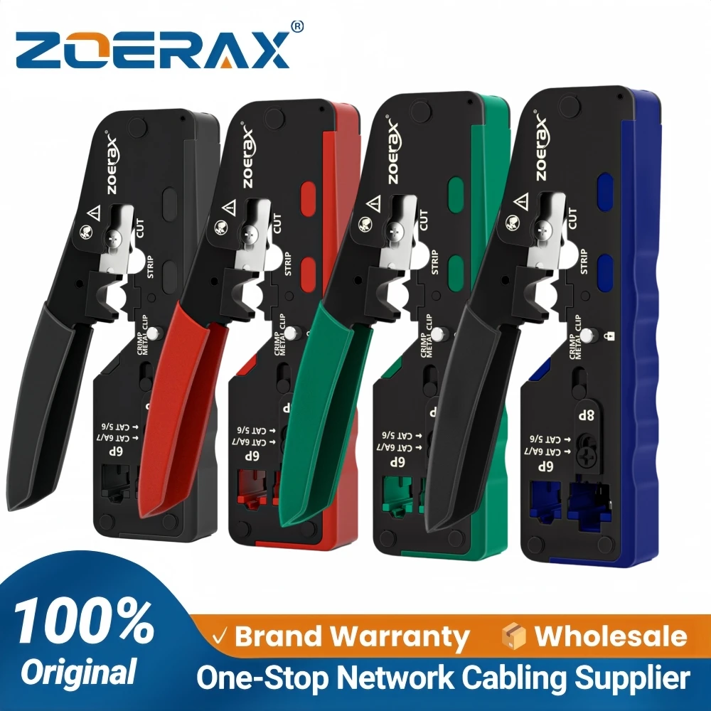 Zoerax rj45 crimp werkzeug durchgang, cat7 cat6 cat5 pass durch ethernet crimper für rj45 rj12 rj11 modulare stecker