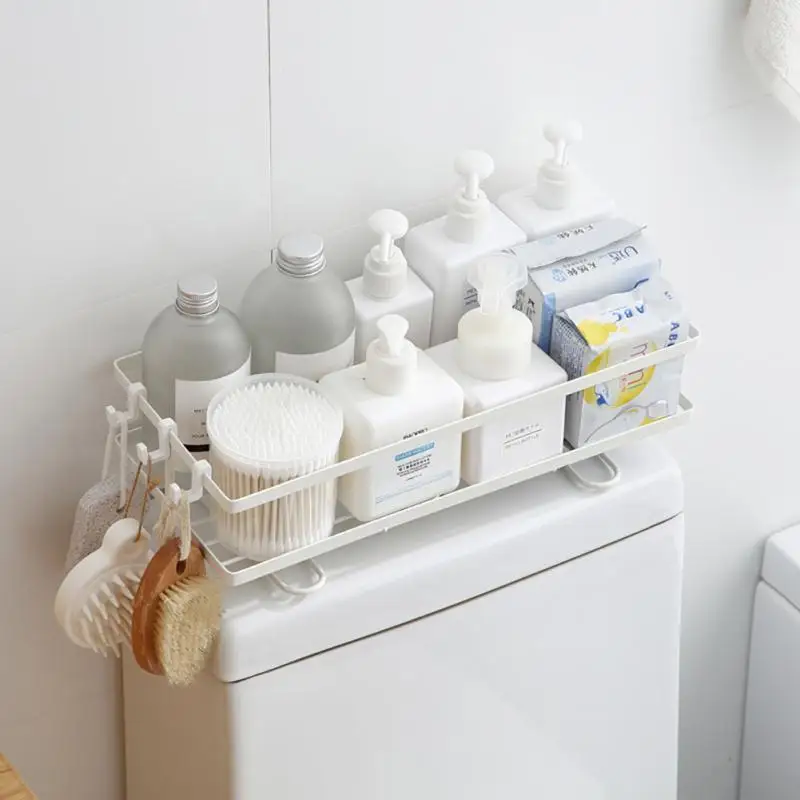 

Storage Shelf Above Toilet Water Tank Reusable Heavy Duty Kitchen Bathroom Toliet Wall Shelf Iron Storage Rack Organizer