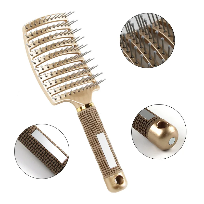 Hair Brush Scalp Massage Comb Hairbrush Bristle Nylon Women Wet Curly Detangle Hair Brush for Salon Hairdressing Styling Tools