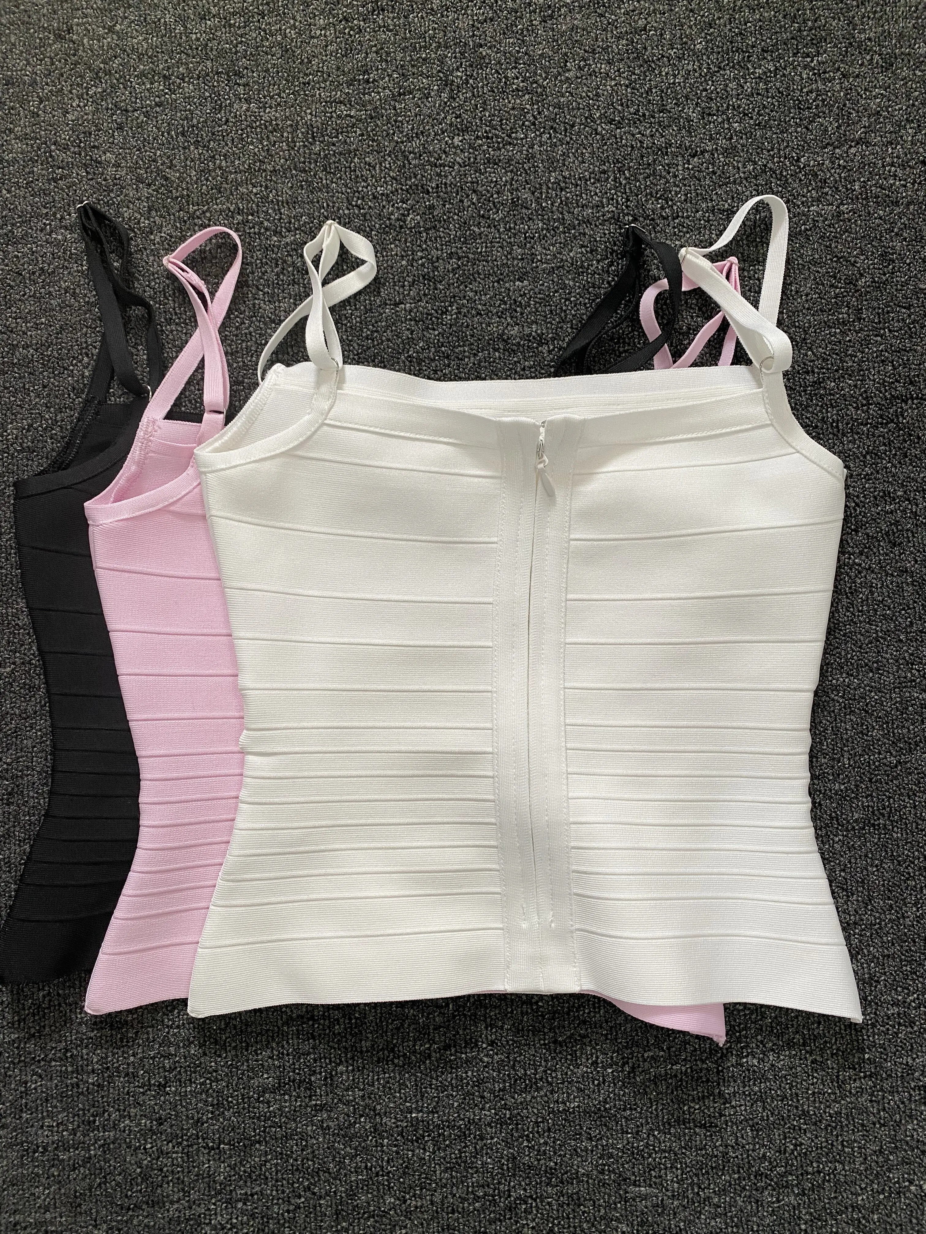 Real Photos Bandage Camisoles 2026 Summer Women Spaghetti Strap Slash Neck Stripe Bodycon Tops Evneing Party Club Top Clothes