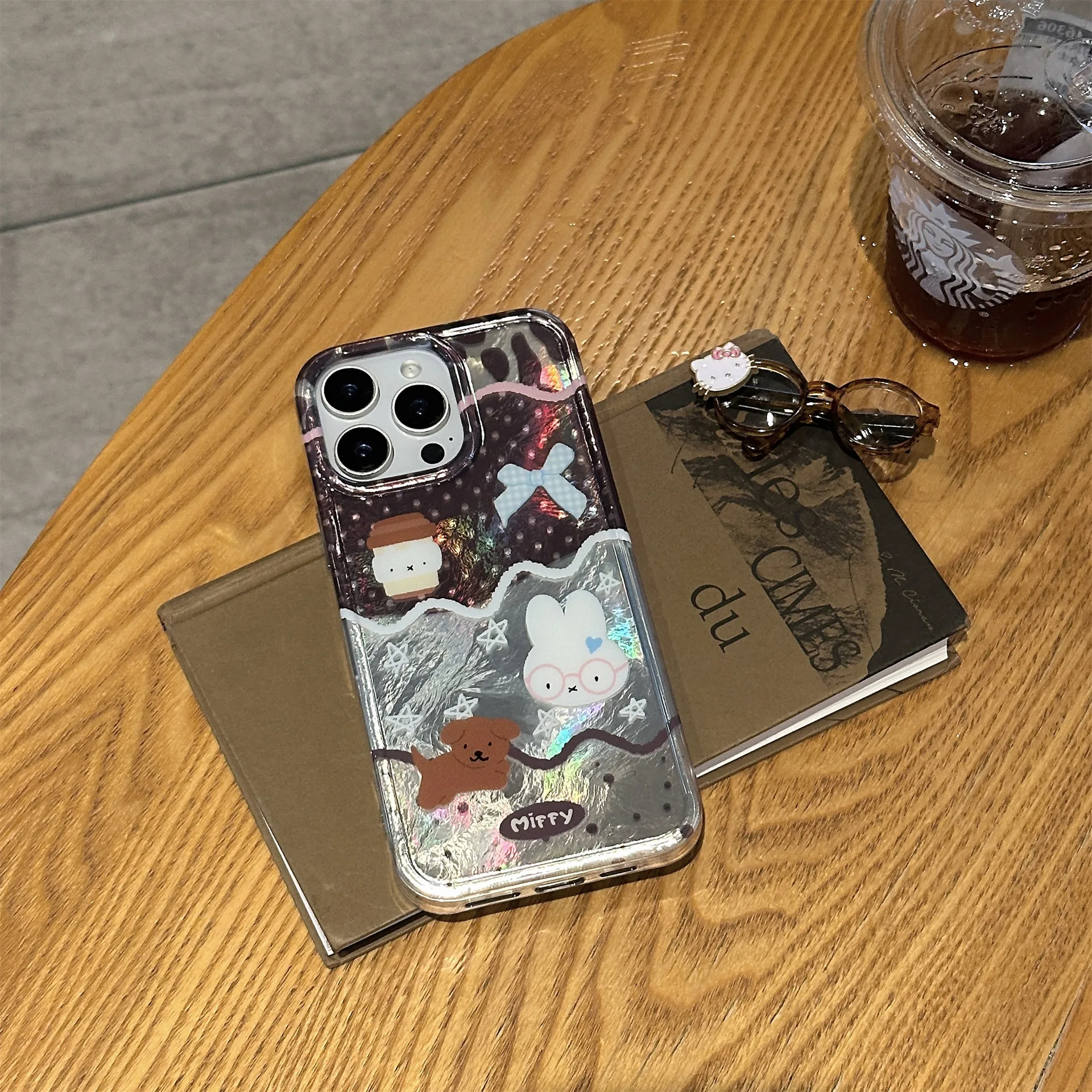 Miffy Bunny Cartoon Rabbit Glitzernde Handyhülle Niedliche Tiermode Handyhülle Kawaii Trendy Miffy Perlen Charm Handyhülle