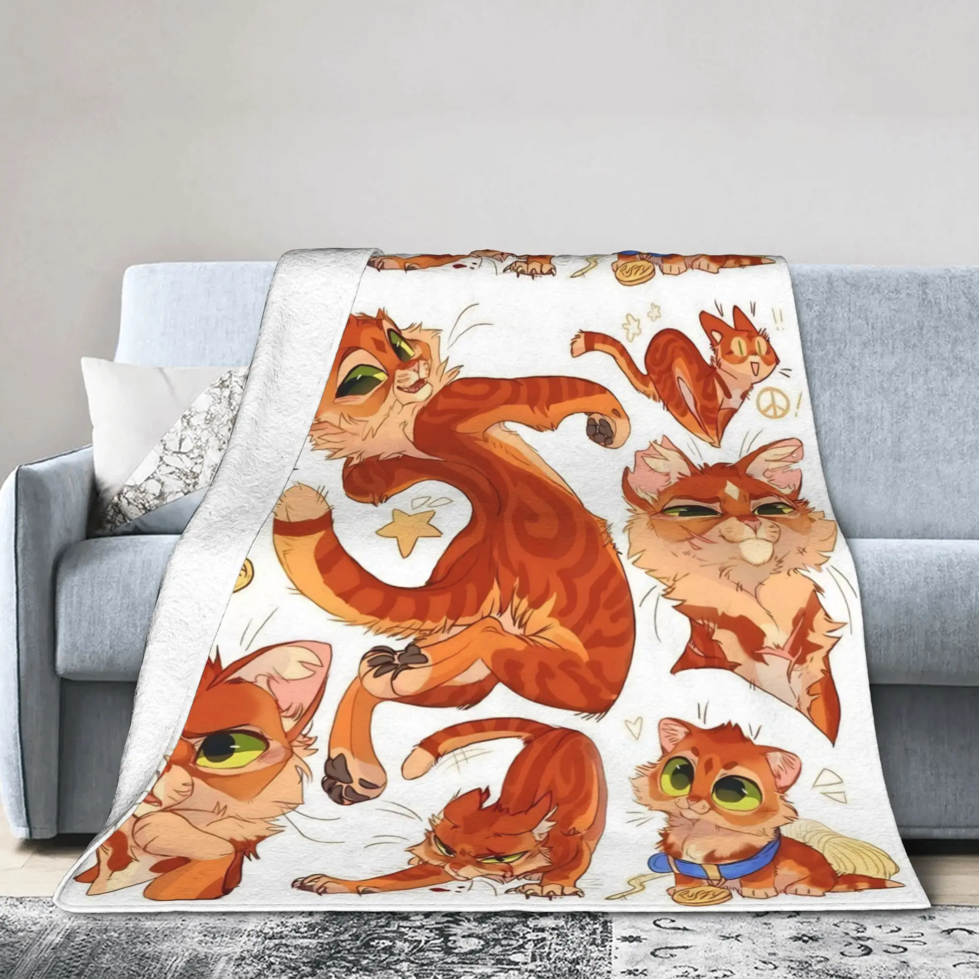 Warriors Fireheart Rusty Cats Blankets Cartoon Flannel Warm Bedding Throw Blanket for Coverlet Spring Autumn Gift Lightweight