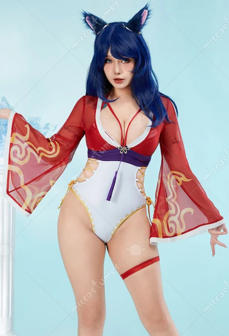 

haikyuu Women One Piece Swimsuit Cross Straps One Piece Bathing Suit with Chiffon Cover-up and Ears