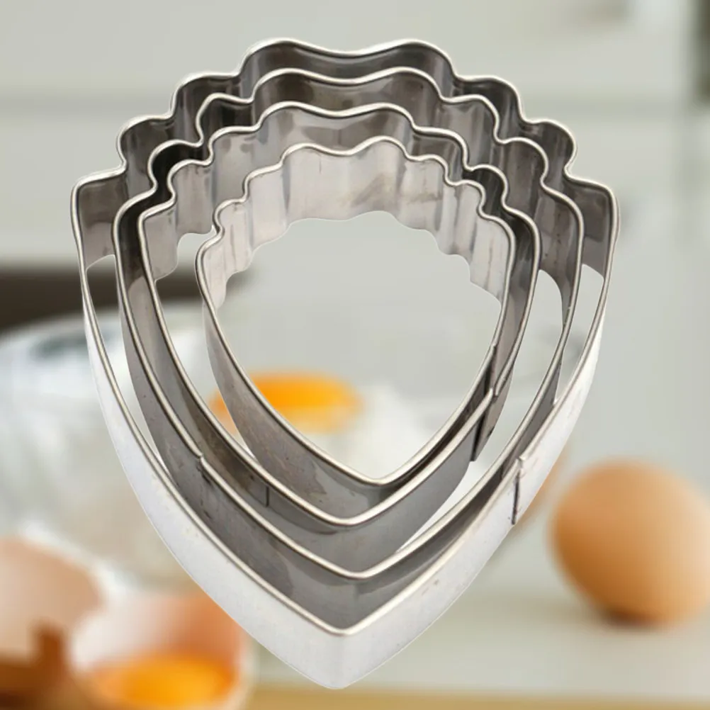 4Pcs Stainless Steel Cookie Cutter Set Peony Petal Shapes DIY Chocolate Biscuit Cutter Moulds for Valentine Holiday Baking Cake