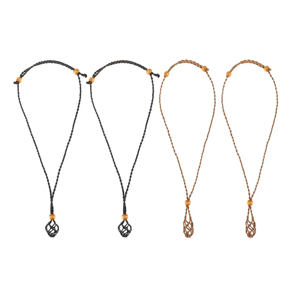

4Pcs Necklace Cord Stone Holder Net Bag for DIY Gemstone Jewelry Making Adjustable Wax Rope Cords Lightweight Practical