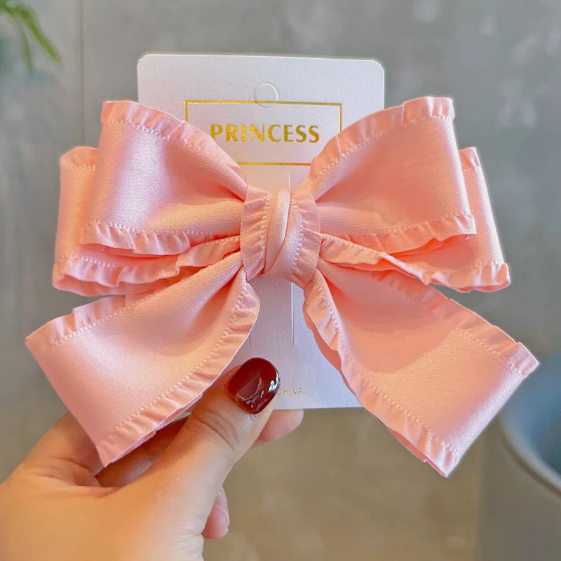 دبوس شعر أنيق على شكل فيونكة كبيرة للفتيات مشبك شعر كوري للخريف والشتاء إكسسوارات شعر عصرية لرفع ملابس الأطفال الأنيقة