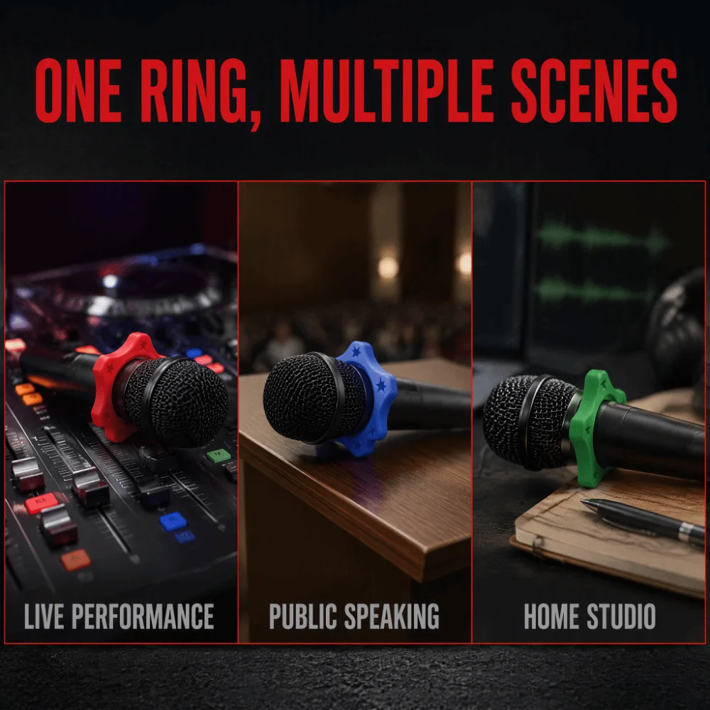 5pcs Rubber Anti-Rolling Ring Hexagonal Shape Anti-Slip Mic Anti-Roll Ring Wireless Handheld Microphone Protection Ring