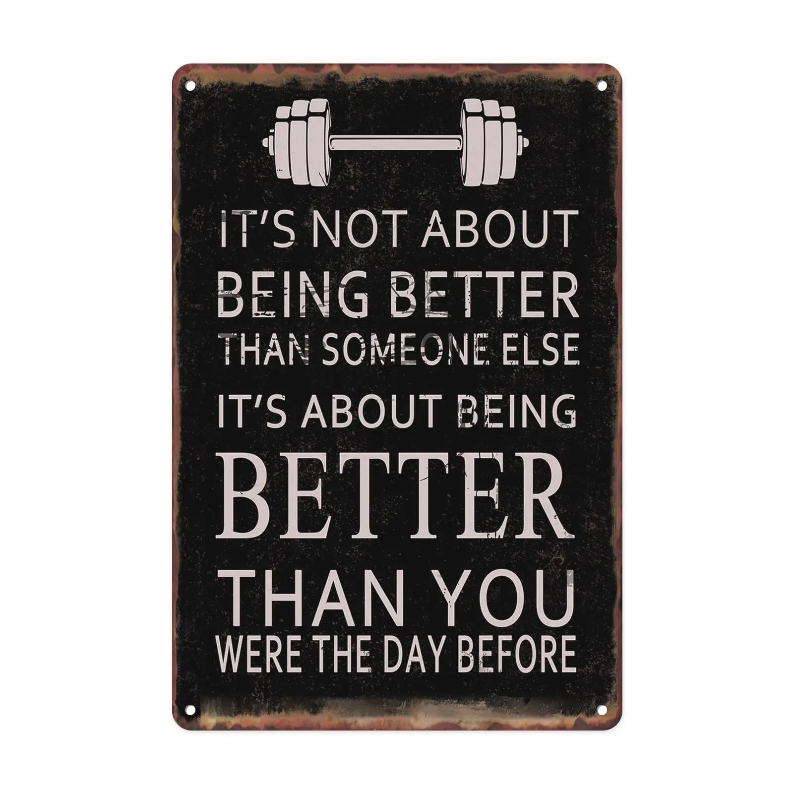 Britimes It's Not About Being Better Than Someone Else Vintage Metal Tin Signs, Retro Black Funny Sign for Men Women Home Li