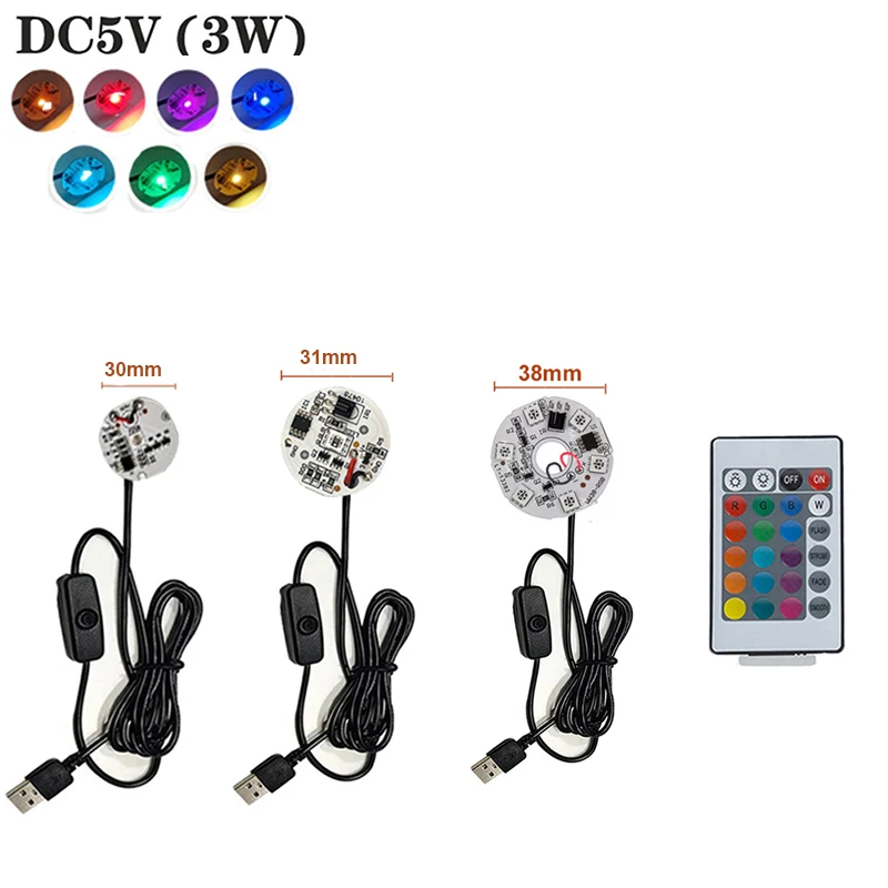 1pcs Input DC5V LED 6leds RGB USB Colorful Gradient  Light Board with Remote Control DIY Model Display Light Board