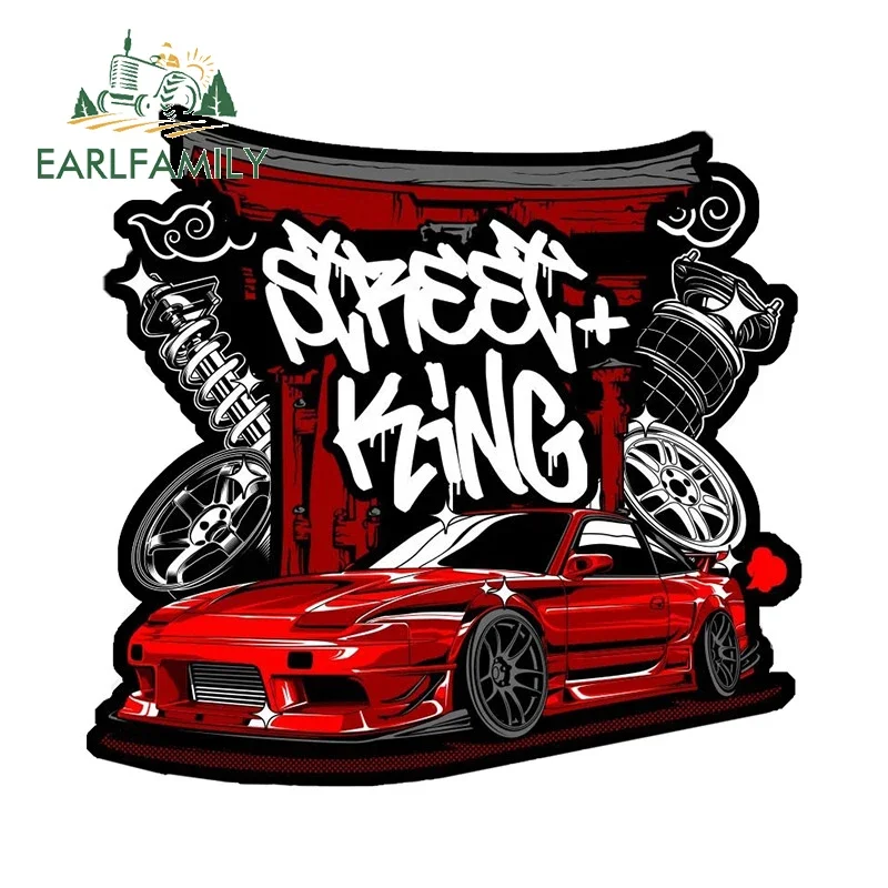 

EARLFAMILY 13 см x 12,4 см для гоночных автомобилей, наклейки Street King, персонализированные солнцезащитные наклейки, виниловые наклейки на лобовое стекло, декор для автомобиля