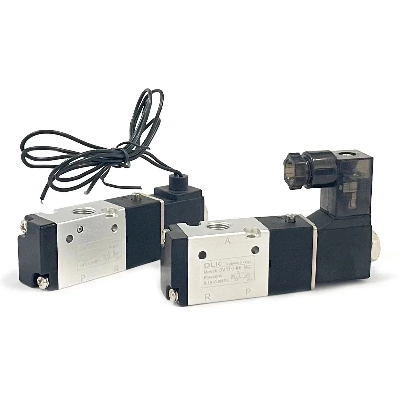 3V110-06 Pneumatic Valve Electric Solenoid Valve Control Air Gas Magnetic 2 Position 3 Port DC12V 24V AC110V 220V Coil Volt