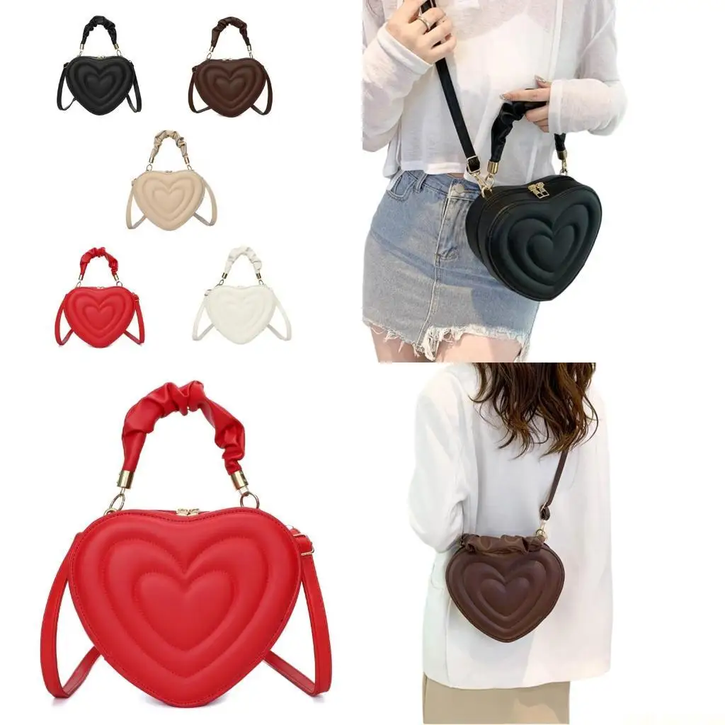 

X90D Сумка через плечо из искусственной кожи в форме сердца Твердый кошелек Сумка на плечо с ручкой сверху