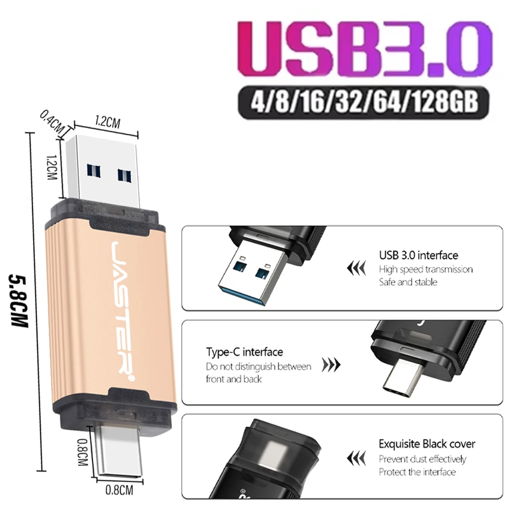 USB3.0 Free Custom Logo TYPE-C 128GB 64GB 32GB 16GB High-speed Chip 8GB 4GB USB Flash Drive Business Gift with Logo Pen Drive