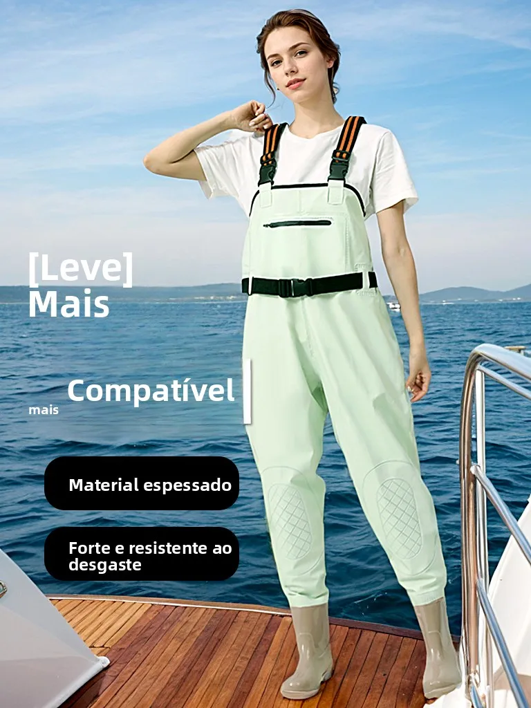 women's-waterproof-overall-fishing-suit-beach-rain-boots-half-length-wading-suit-spring-outdoor-camping-travel-gear