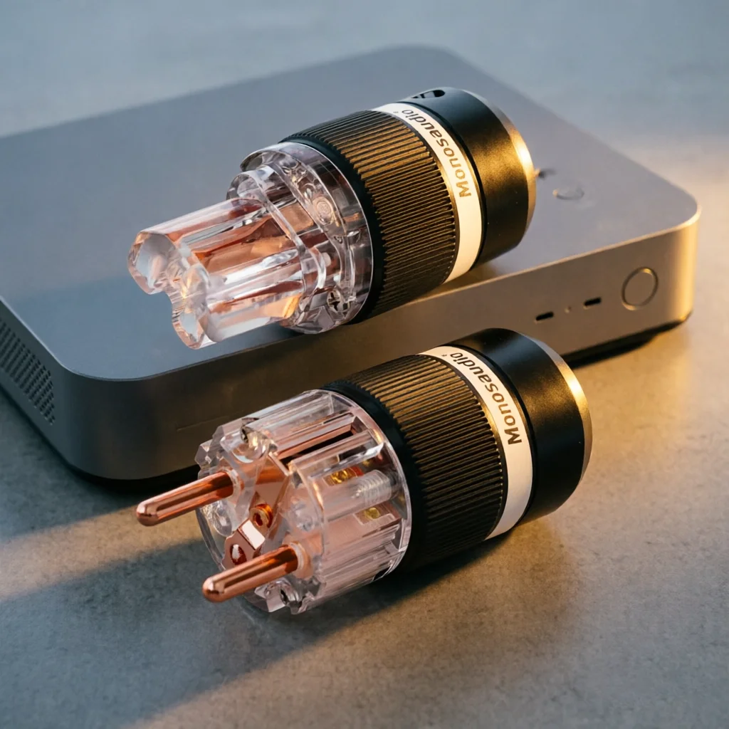 Audiophile Grade AC Power Cord with Transparent Housing, 99.998% Pure Copper Conductor - European Schuko Male to C13 IEC Female,