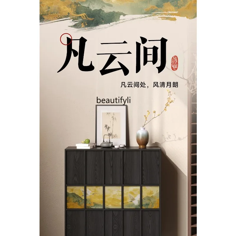 F56 Light Luxury High-End Aesthetic Song Dynasty Side Cabinet Entryway Cabinet New Chinese Style Chest of Drawers Curio Cabinet