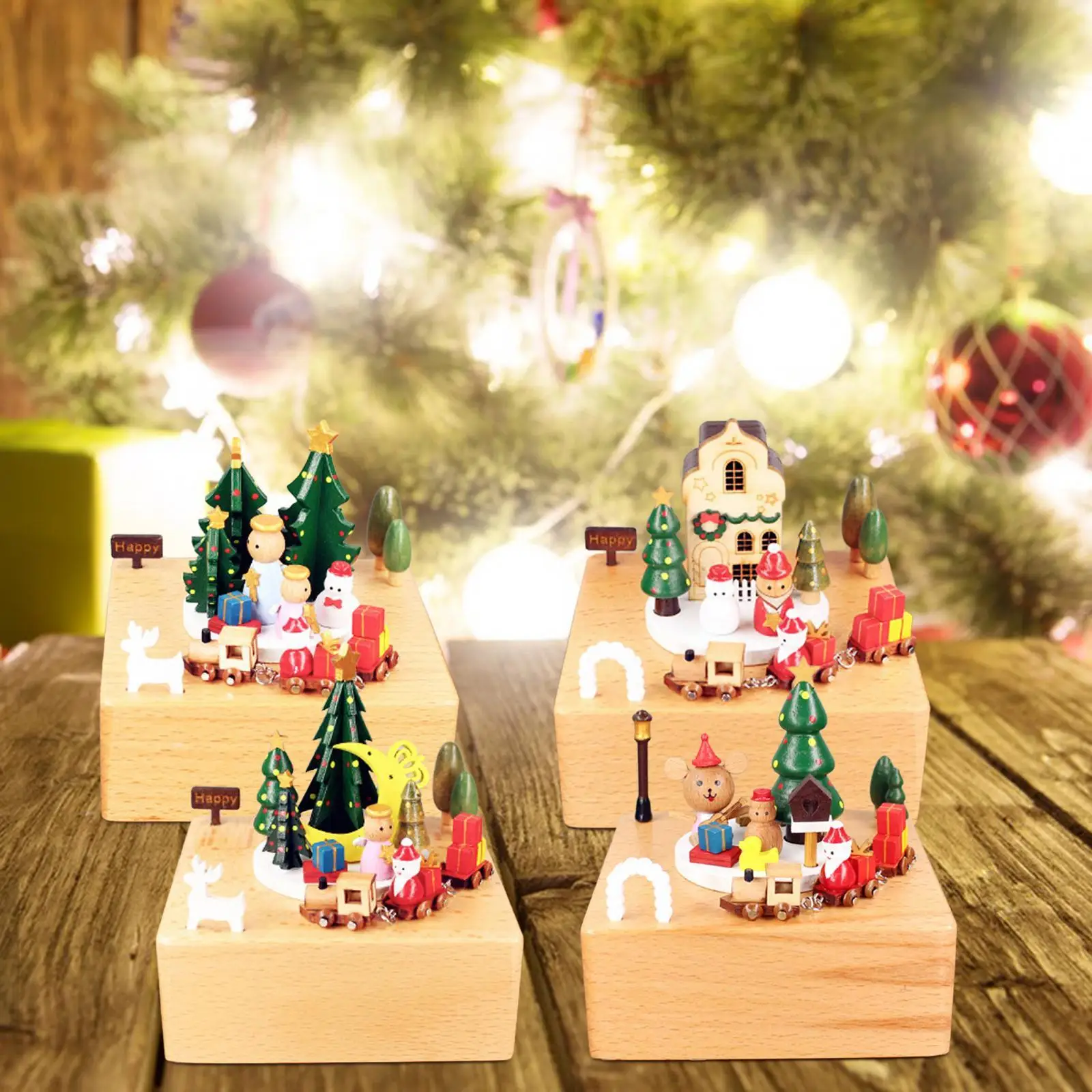 صندوق الموسيقى الميكانيكي لعيد الميلاد تحت عنوان زخرفة إبداعية دوارة يختتم الموسيقية