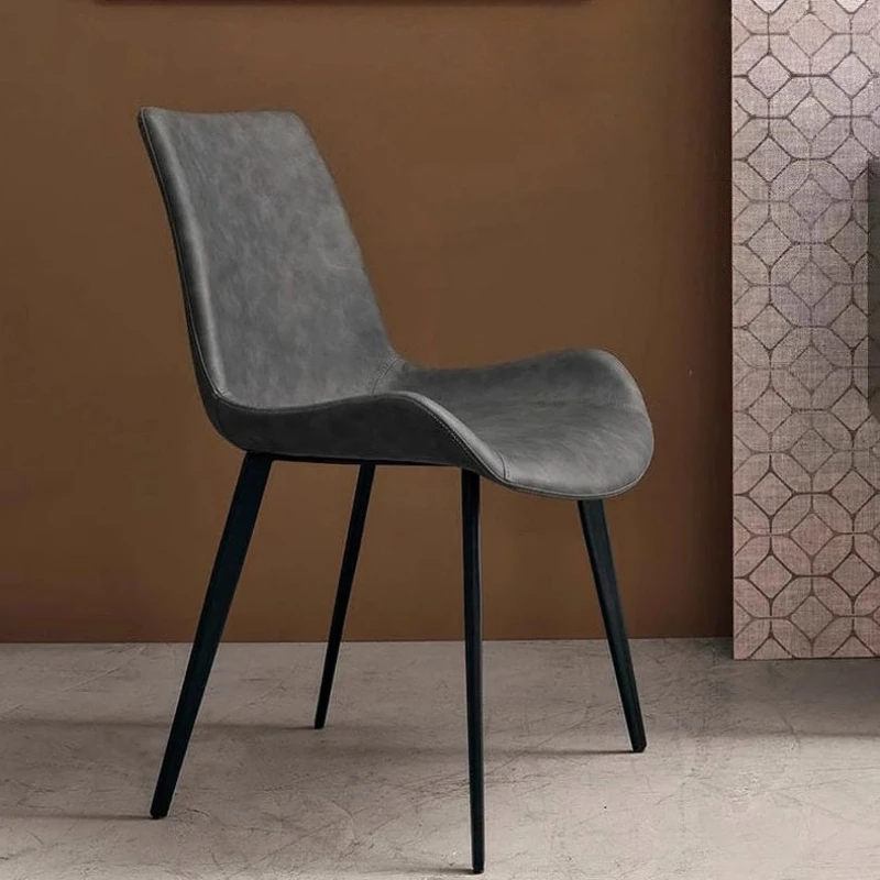 

Итальянский минималистичный обеденный стол, домашний скандинавский светильник, роскошный стул с кожаной спинкой, модный табурет из углеродистой стали, изогнутый дизайн ног