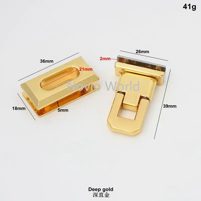 10-50 pieces deep gold 39X26mm twist turn lock laides handbag purse fittings locks metal handmade bags hardware