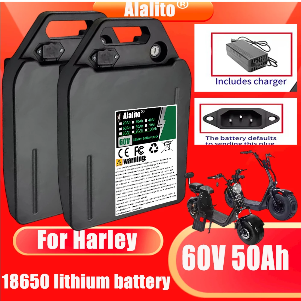 Citycoco Battery 60v 20ah-100ah 18650 Lithium-ion Battery for Harley Citycoco Motorcycle