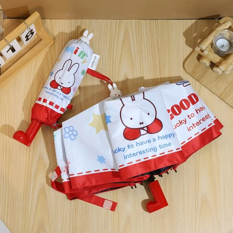 Cartoon Miffy Rabbit Sweet Cute Creative Cartoon Pattern Fashionable Folding Portable Umbrella for Both Sunny and Rainy Days