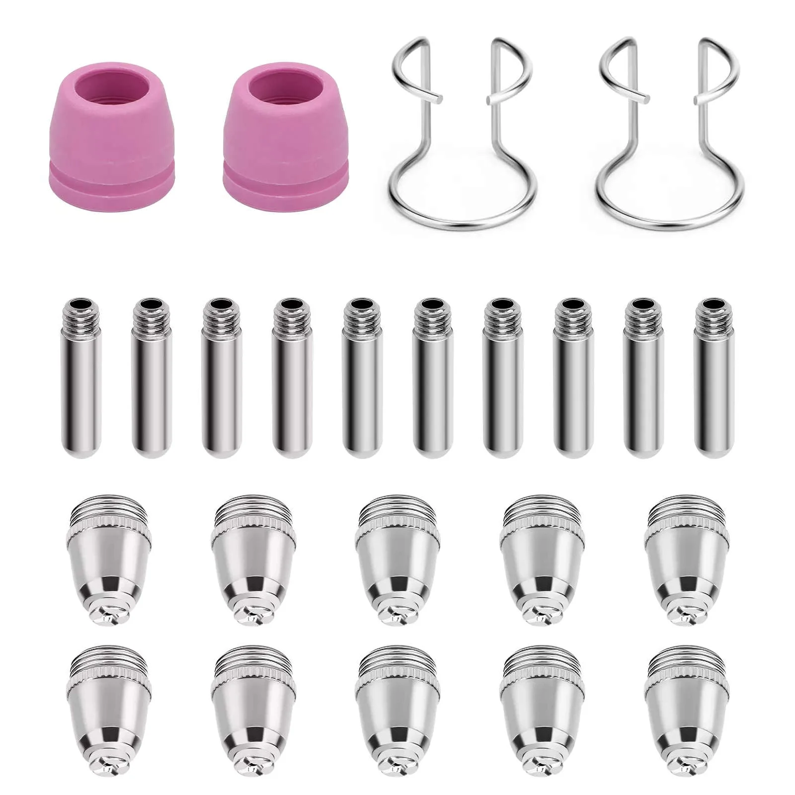 24PCS Plasma Cutter Consumables Kit for SG-55 AG-60 WSD-60 CUT60 10 Nozzles 10 Electrodes 2 Cups 2 Guides Set