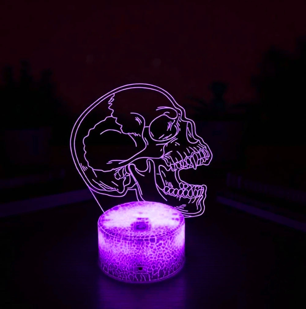 Nighdn Halloween Skull 3D Illusion Lamp 7 Color Changing Nightlight for Home Bedroom Decor Holiday Party Gift for Kids Men
