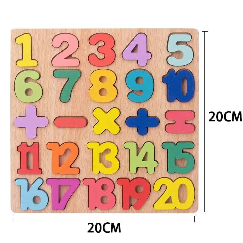 Montessori Wooden Toys 3D Wooden Puzzle Alphabet Number Shapes Puzzle Preschool Early Education Toys Matching Puzzle Board Game