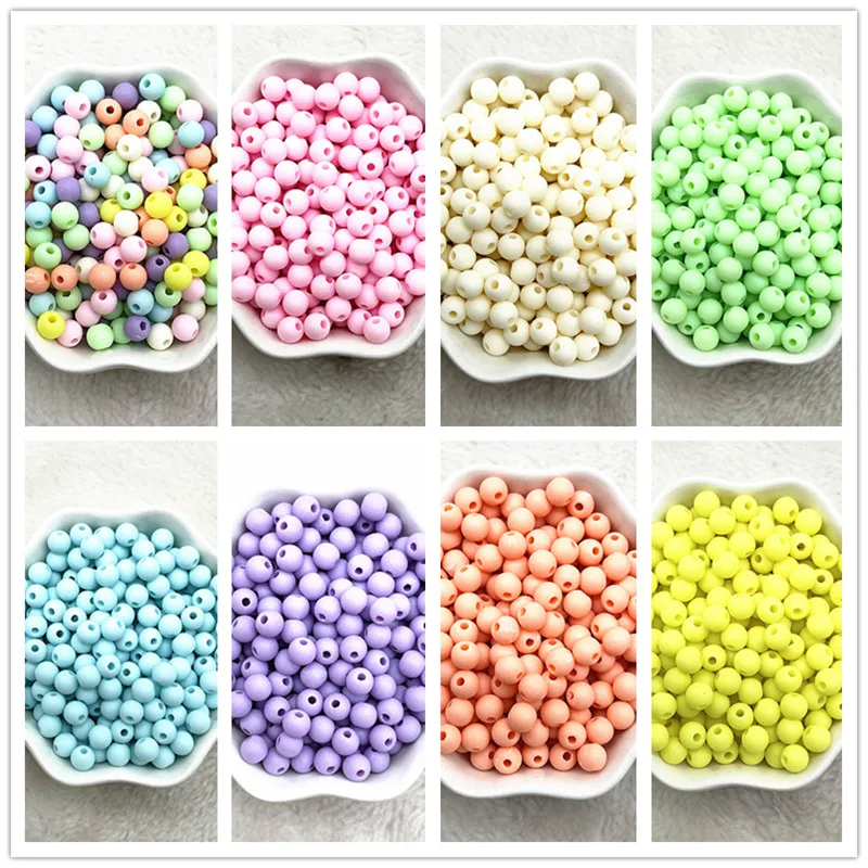 NEW 6mm 8mm 10mm Round Acrylic Matte Beads Loose Spacer Beads for Jewelry Making DIY Handmade Bracelets Necklace