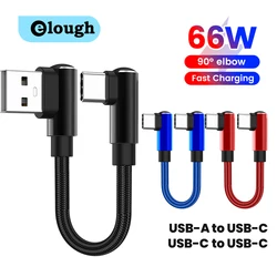 Double Elbow Short Cable 66W USB C To Type C Fast Charging Cable for iphone 15 16 Samsung Xiaomi OPPO Quick Charge Data Cord