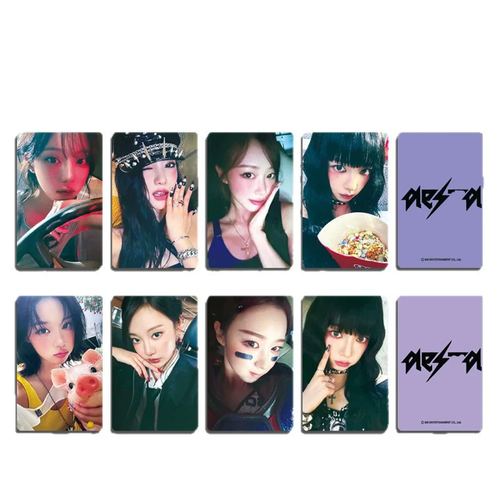 8 szt./zestaw KPOP Rich Man Album Fotokarty z członkami zespołu KARINA GISELLE NINGNING WINTER Dwustronne pocztówki Kolekcja dla fanów HD Karty LOMO