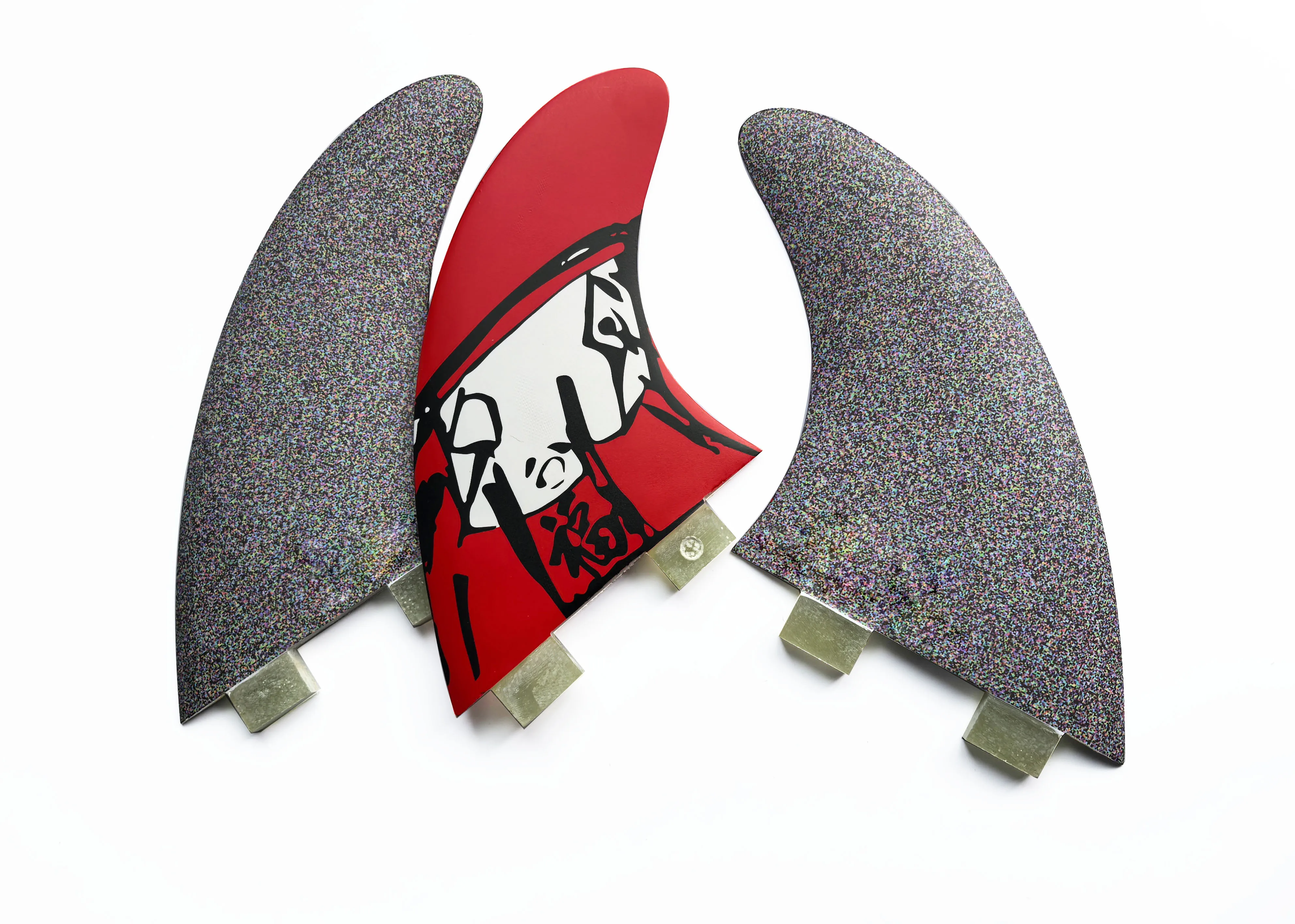 

FUTUER/FCS I New Surfboard Fins, 2+1/Set Red and Silver Color Matching Surfboard Fins Paddleboard Fins Premium Surf Accessories