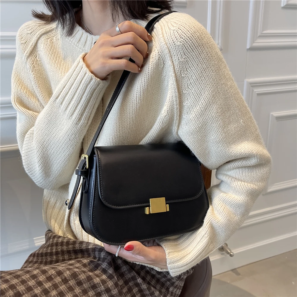 Burminsa 3 Layers Saddle Small Underarm Shoulder Bags For Wome 2023 Trend Luxury Designer Crossbody Bag Leather Ladies Handbags