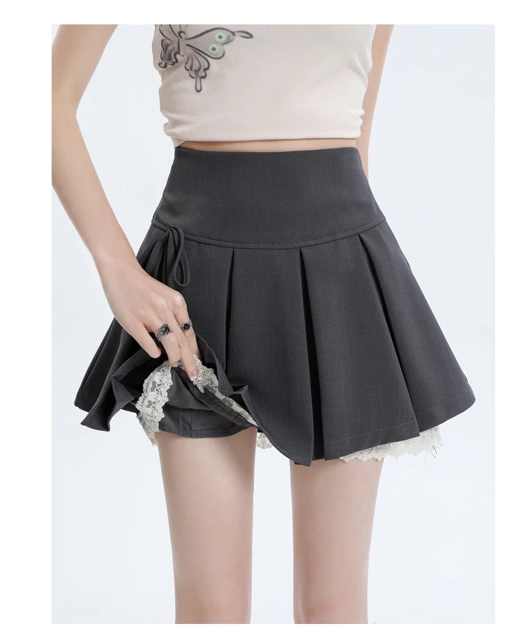 

2024 Women Fashion Sweet Pleated Mini Skirt Preppy Style Mid Waist Short Skirts Chic Bow Y2k Skorts Female