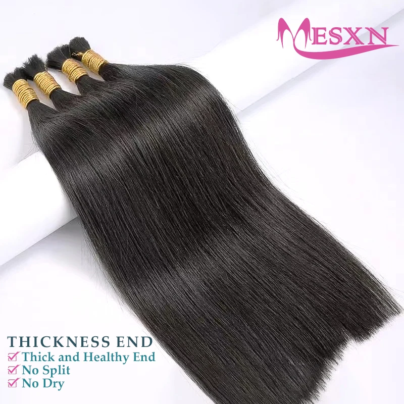 Mesxn Hoge Kwaliteit Bulk Hair Extensions Menselijk Haar Echt Natuurlijk Haar Zwart Bruin Blond 613 Kleur Verdikking Van Wortels Voor Salon