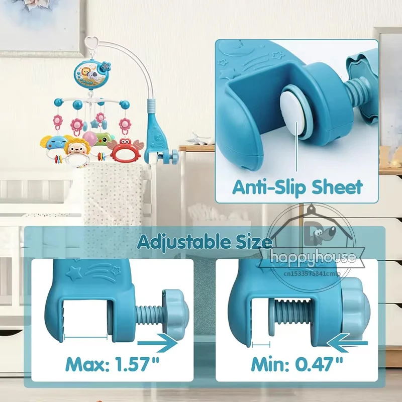 Mobile de berceau musical pour bébé de 0 à 6 mois, avec lumières, Projection musicale, jouets de berceau télécommandés pour nouveau-né