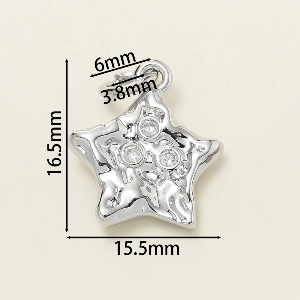 1Pcs/Lot 14/18K Gold Color Plated Copper Star Pendants with Zircon for Necklace Earrings Jewelry Making Supplies Accessories