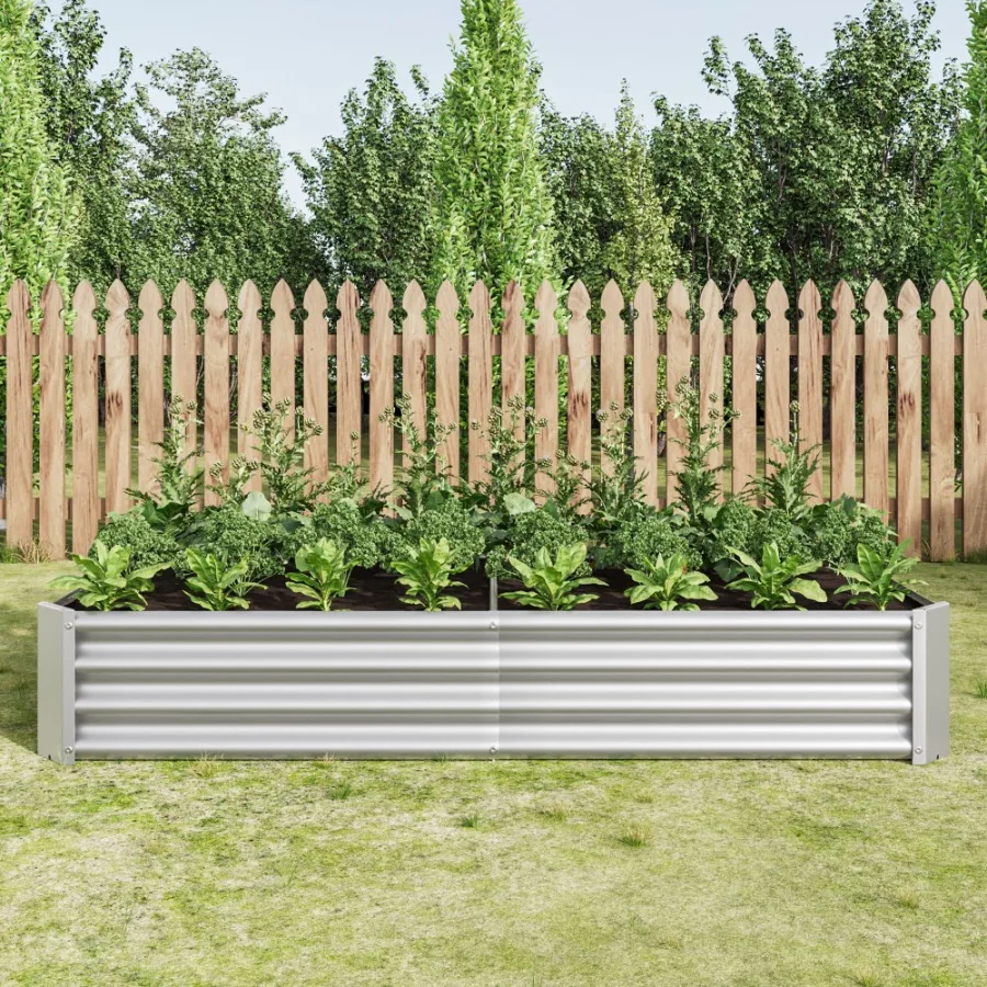 

Raised Garden Bed Outdoor 6×3×1ft Metal Raised Rectangle Planter Beds for Plants Vegetables and Flowers Silver