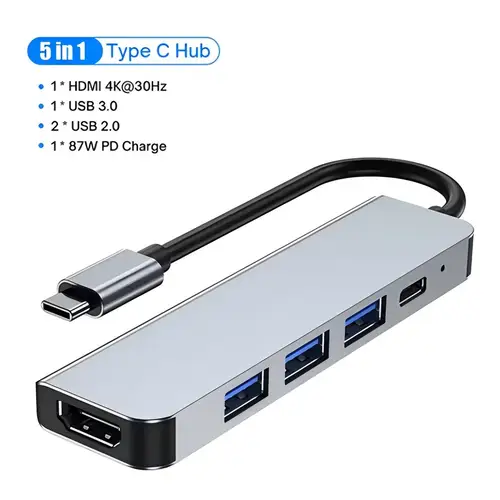 USB C 허브-4K HDMI 호환 USB 3.0 2.0, C타입 PD 충전 도크, 맥북 아이패드, 삼성 S20 덱스 TV 노트북, 마우스용 