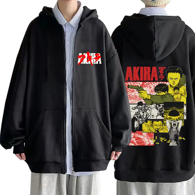

Anime Akira Zipper Hoodie Japanese Science Fiction Cartoon Movie Shima Tetsuo Merch Zip Up Hoodies Men Manga Oversized Jacket