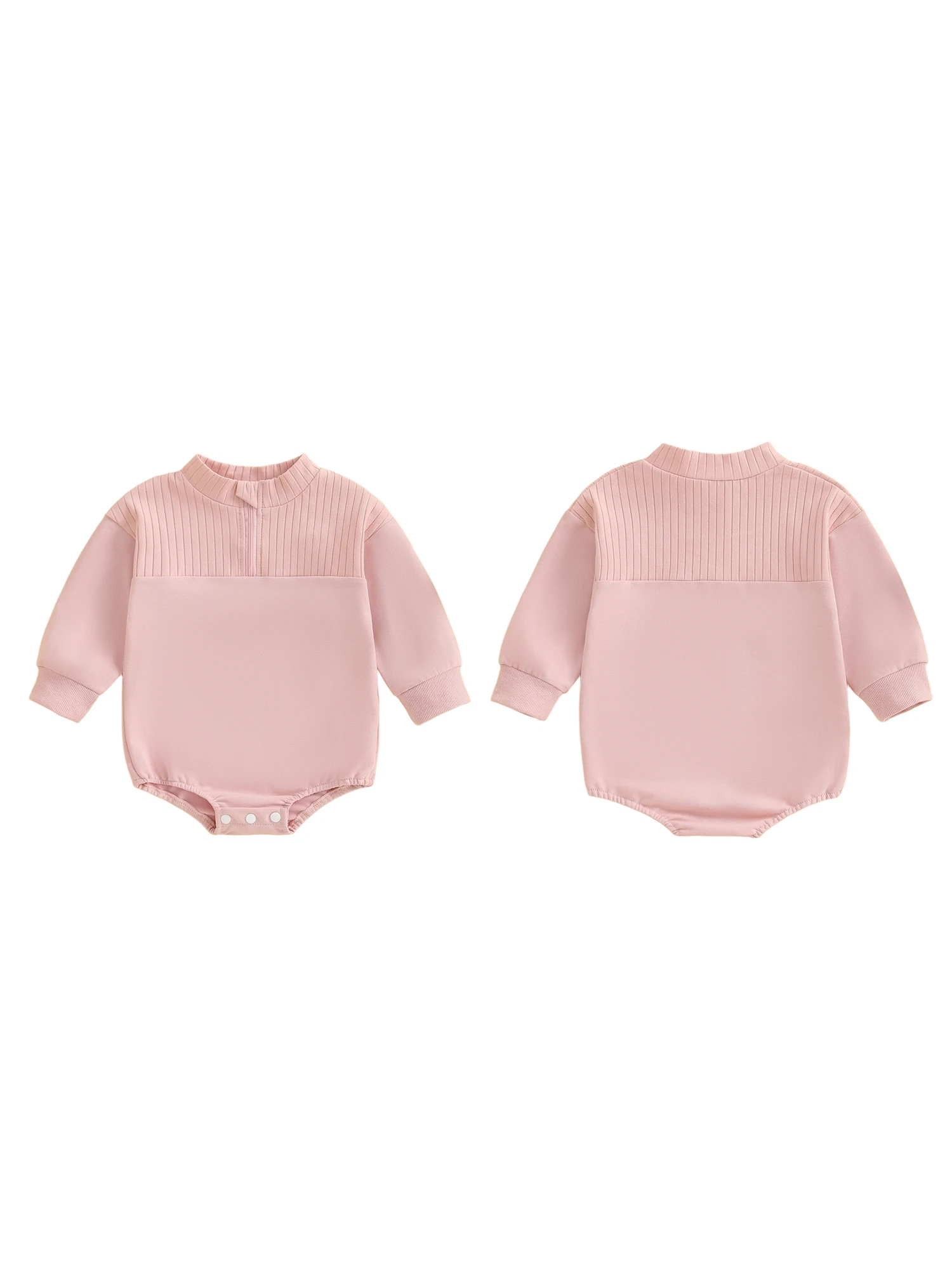 

Toddler Girl Winter Fleece Hooded Romper Solid Color Button Front Long Sleeve Jumpsuit with Pockets and Footies