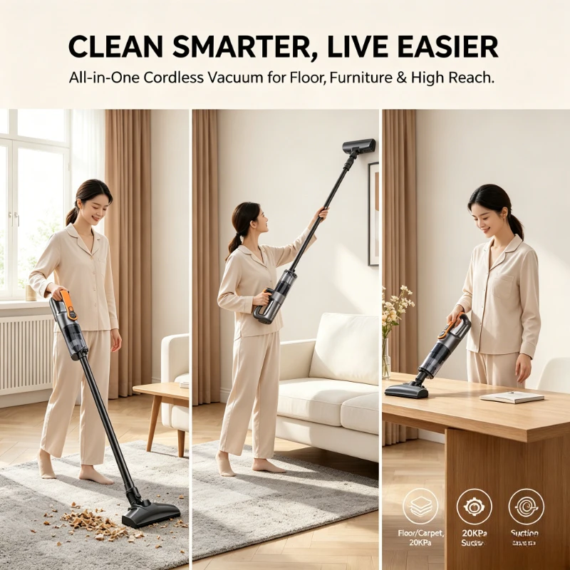 Multifunction Wireless Handheld Car Vacuum Cordless Handheld LED Lighting Chargeable Auto Vacuum for Home & Car Mini Cleaner