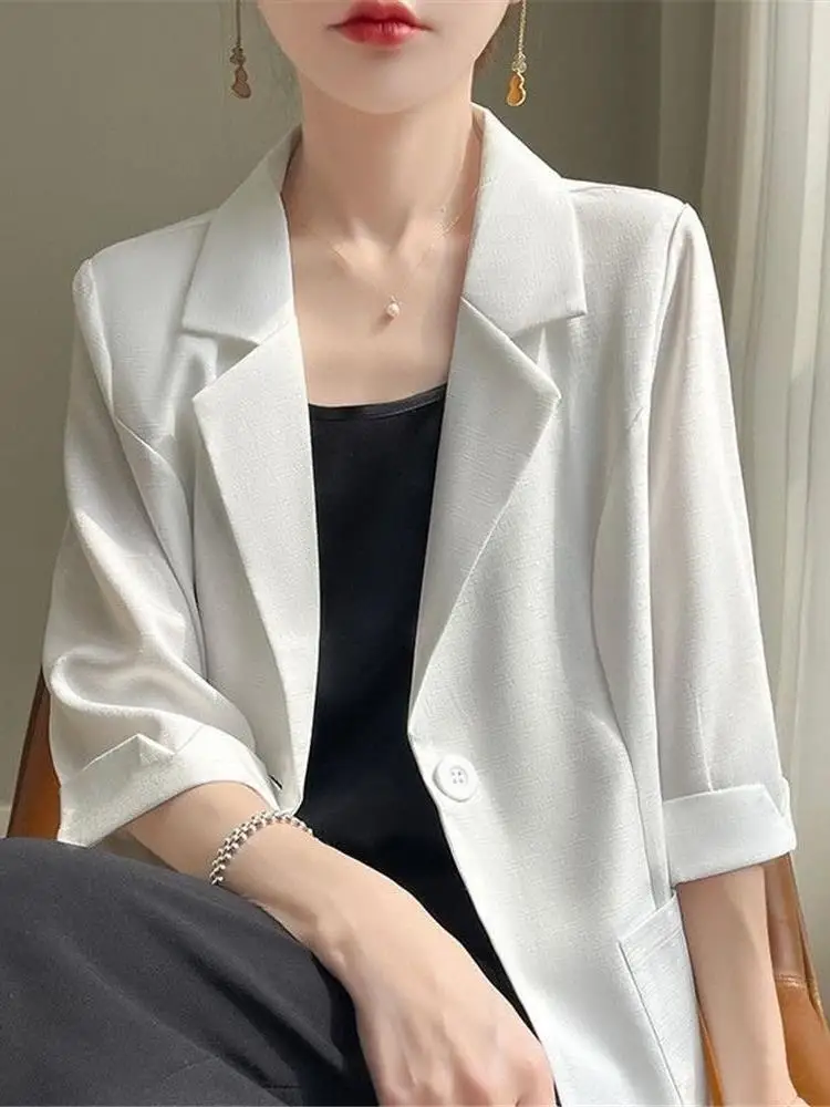 

Slim Fit Summer New Sle 2025 Sun Protection Thin One Button Faionable Simple Versatile Small Western Sle Top Women's Suit