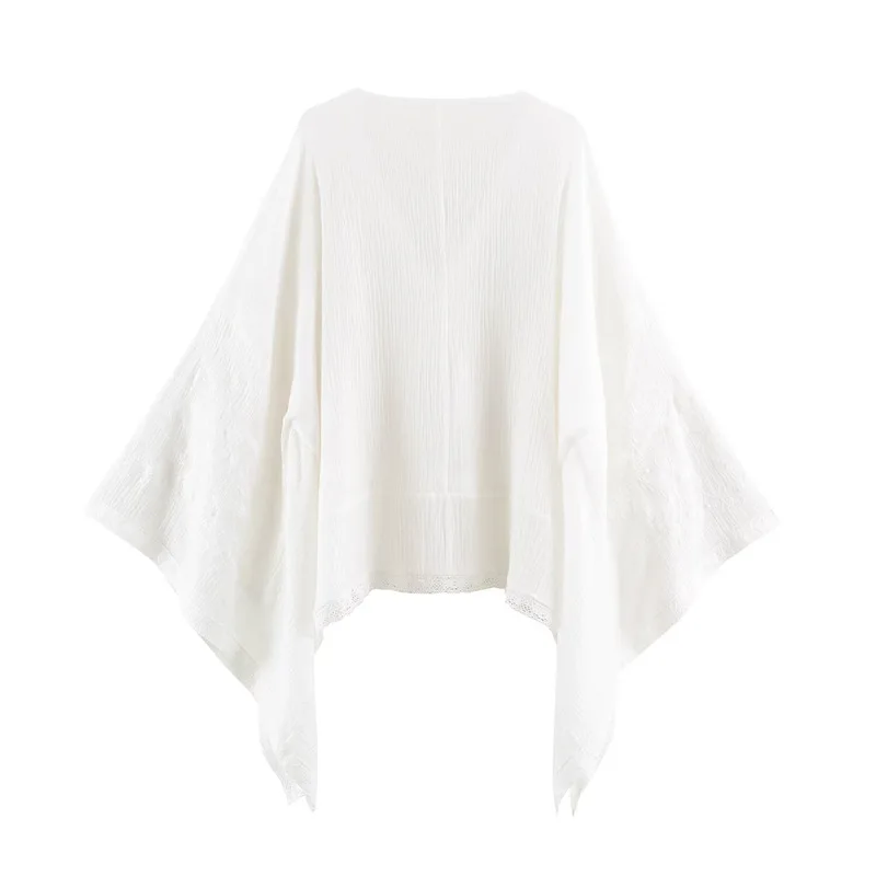 QICHE 2026 Summer New French Delicate Style Embroidered Cape Blouse Women Loose Fashion Casual Shirt Top