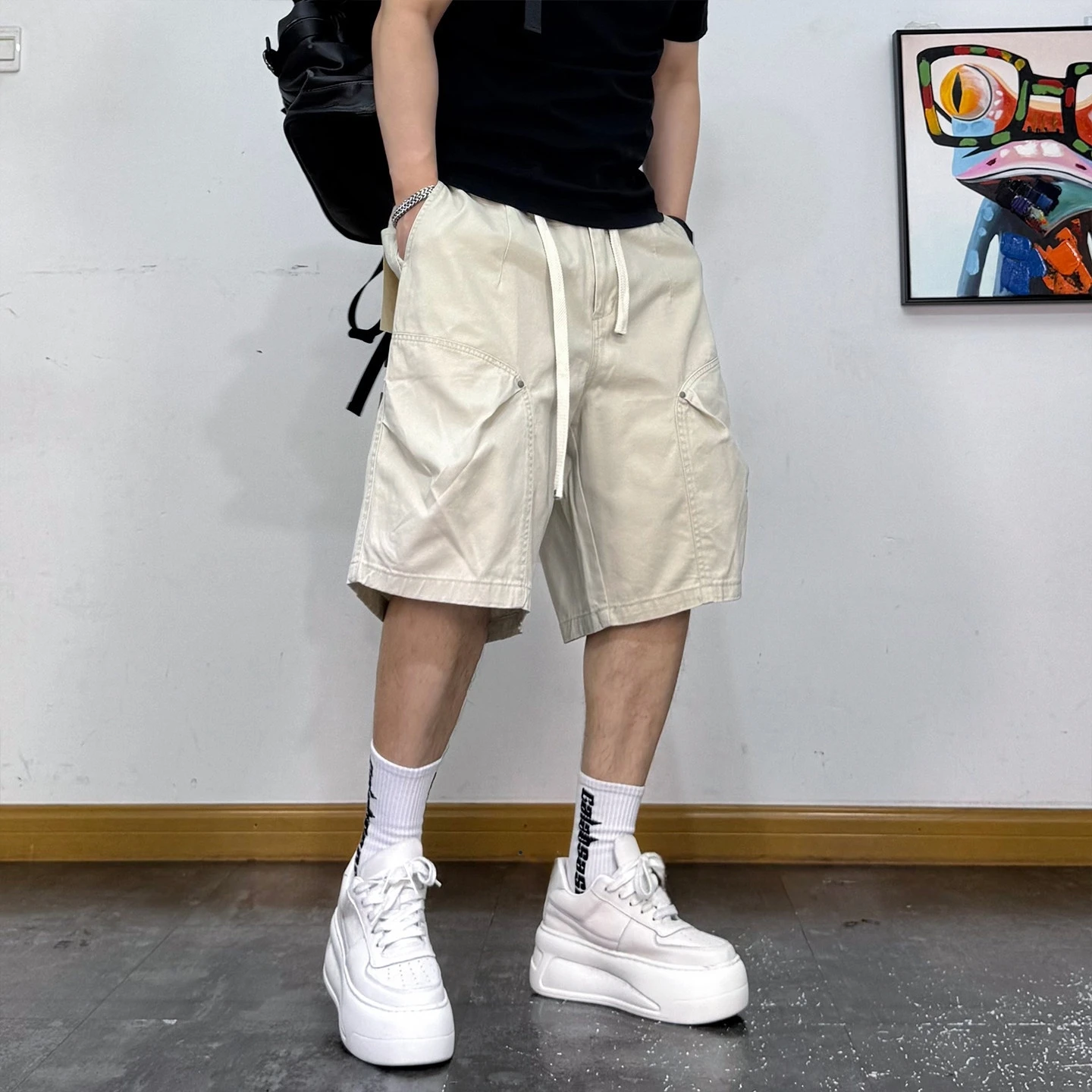 American Logger Cargo Shorts Cotton Baggy Mid Length Multi Pockets Streetwear Mens Summer Casual Trendy Loose Fit Lightweight