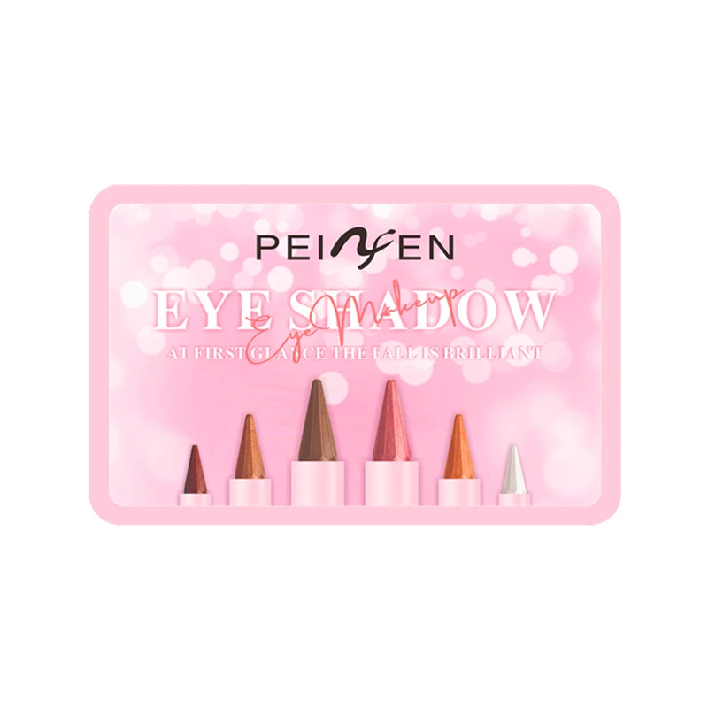 Juego de sombra de ojos brillante, 6 colores, con textura sedosa, resistente al agua, maquillaje de larga duración, resaltador de punta puntiaguda, lápiz de sombra de ojos