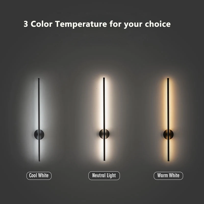 Indoor Touch Switch Dimmable LED Wall Lamps Wall Lighting Fixtures for Bedroom Living Room Black LED Wall Sconce for Corridor