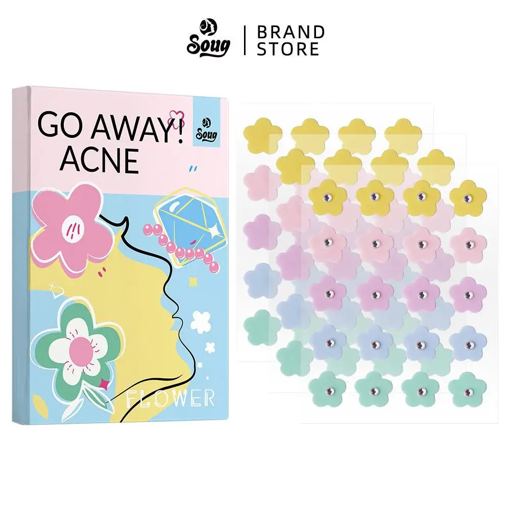 Multicolored Flower-shaped Hydrogel Acne Patch With Pearl/diamond