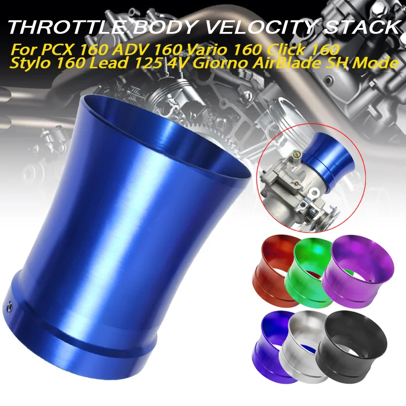 Throttle Body Velocity Stack Air Intake Trumpet Funnel for PCX ADV Vario Click Stylo 160 Lead 125 4V Giorno AirBlade SH Mode